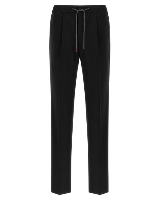 Incotex Black Straight Drawstring Pants for men