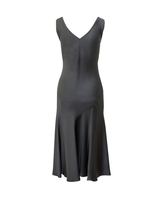 Max Mara Black Solid V Neck Maxi Dress