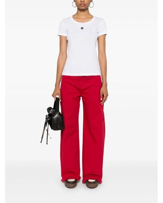 DSquared² White Appliqué-Logo Cotton T-Shirt