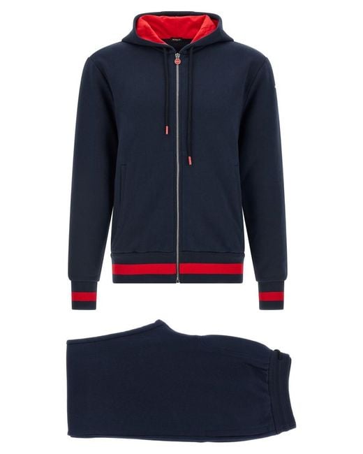 Kiton Blue Cotton Solid Track Suit for men