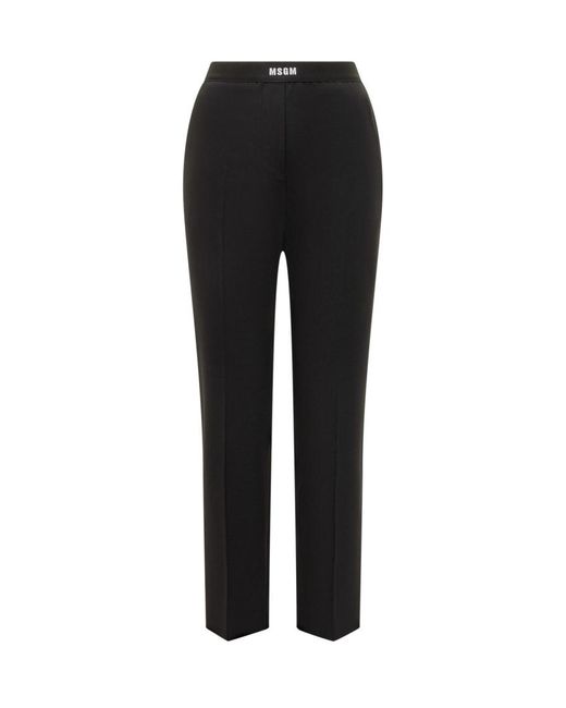 MSGM Black Straight Flat Front Pants