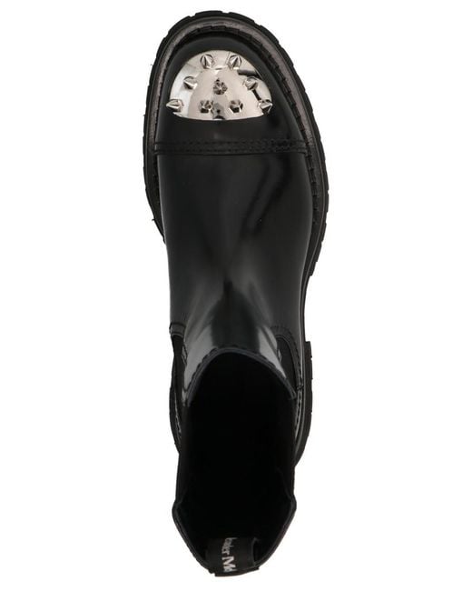 McQueen Black Leather Boots for men
