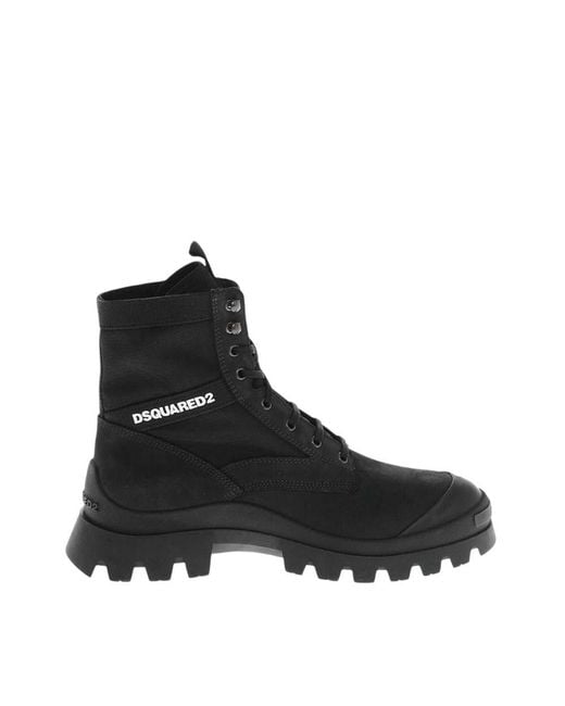 DSquared² Black Combat Boots for men