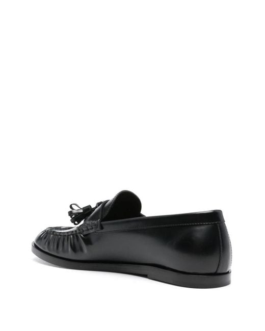 The Row Black Leather Loafers