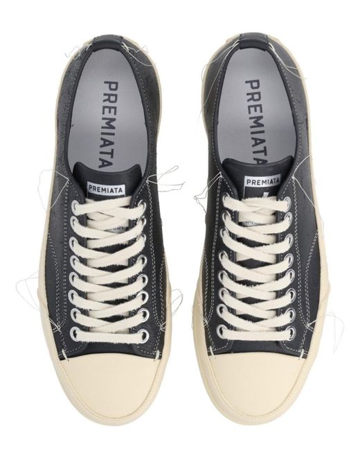 Premiata Black Low-Top Leather Sneaker for men