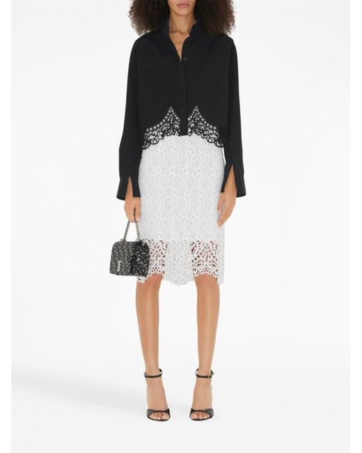 Burberry White Lace Midi Skirt