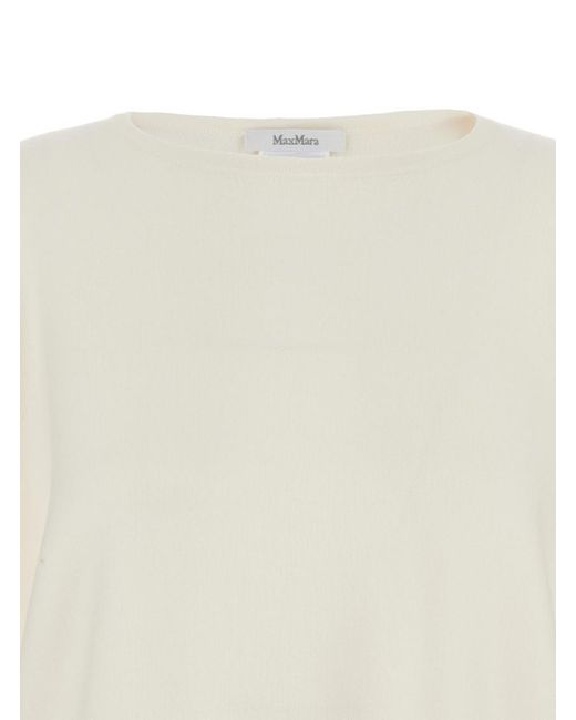 Max Mara White Solid Round Neck Sweater
