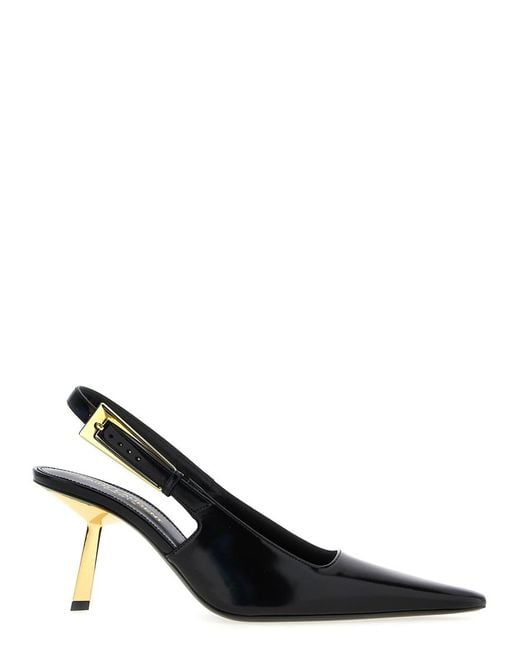 Saint Laurent Black Lee Leather Slingback Pump