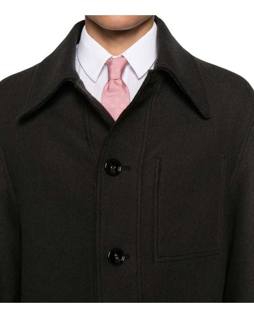 AMI Black Solid Shirt Collar Blazer