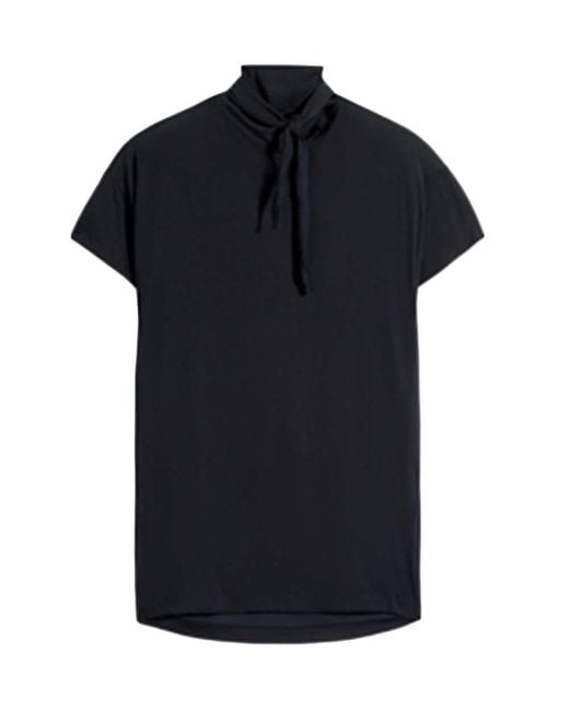 Lemaire Black Solid Mock Collar T-Shirt