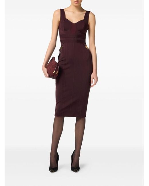 Elisabetta Franchi Purple Logo Midi Dress