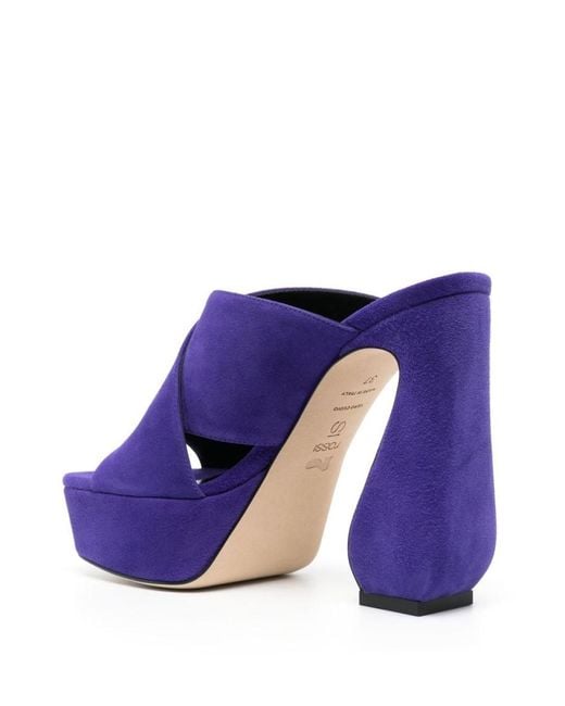 SI ROSSI Blue Platform Crossover Suede Sandals