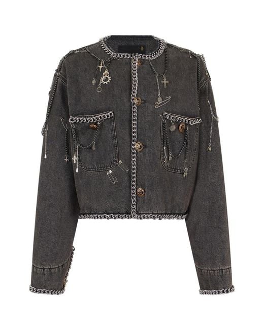 R13 Black Short Denim Jacket