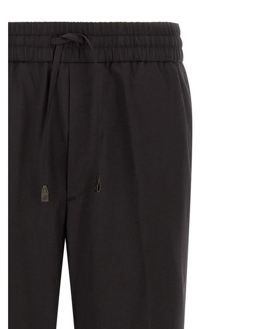 Brioni Black Straight Drawstring Pants for men