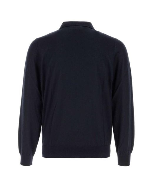 Brioni Blue Solid Polos for men
