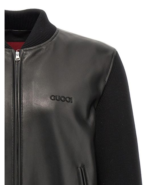 Gucci Black Nappa Leather Bomber Jacket for men