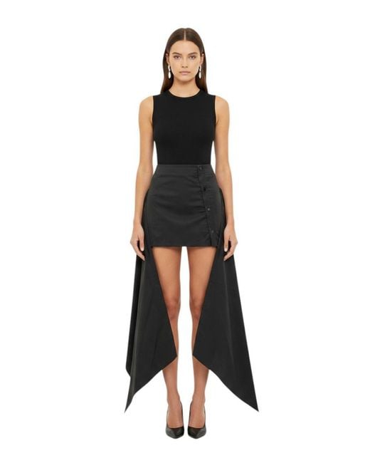The Attico Black Solid Mini Skirt