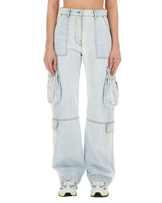 MSGM Blue Cargo High Rise Jeans