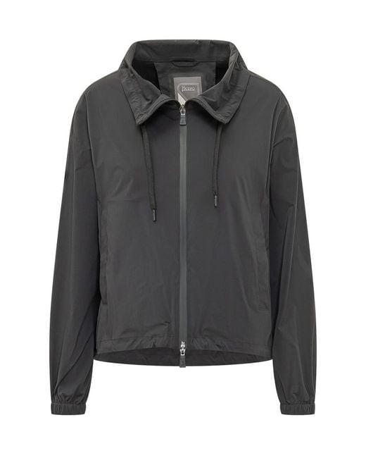 Herno Black Solid Shirt Collar Jacket