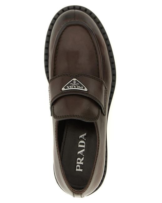 Prada Brown Leather Loafers for men