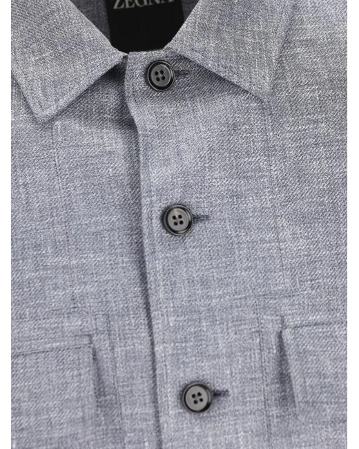 Zegna Gray Regular Solid Shirt for men