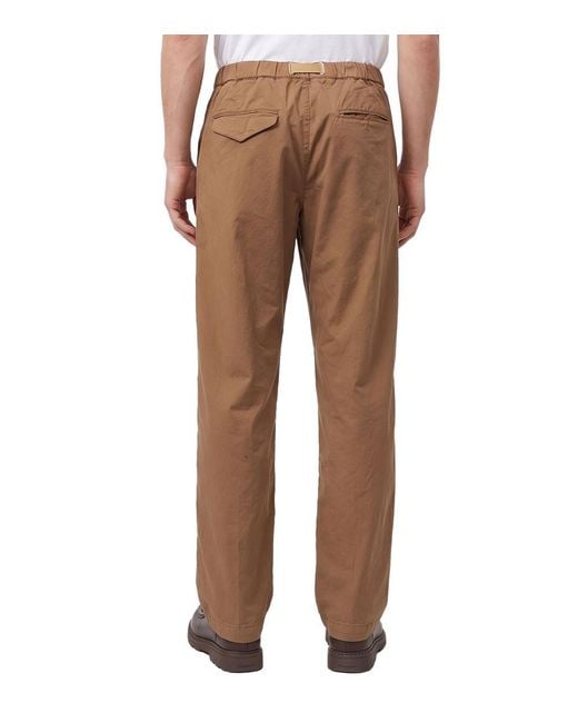 White Sand Brown Flat Front Pants for men