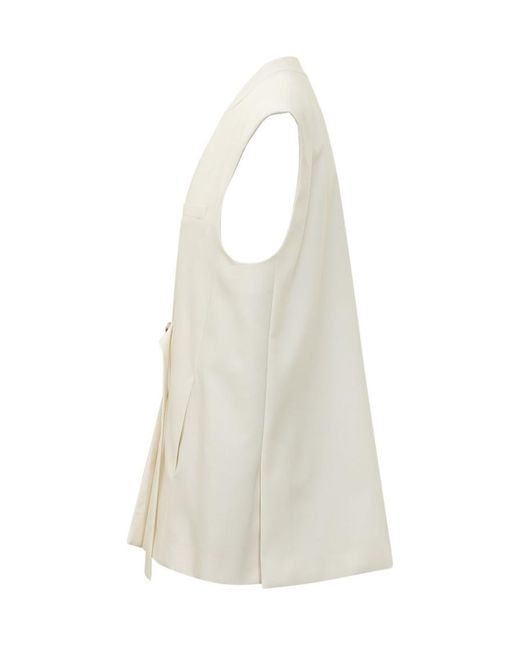 Boss White Solid V Neck Blazer