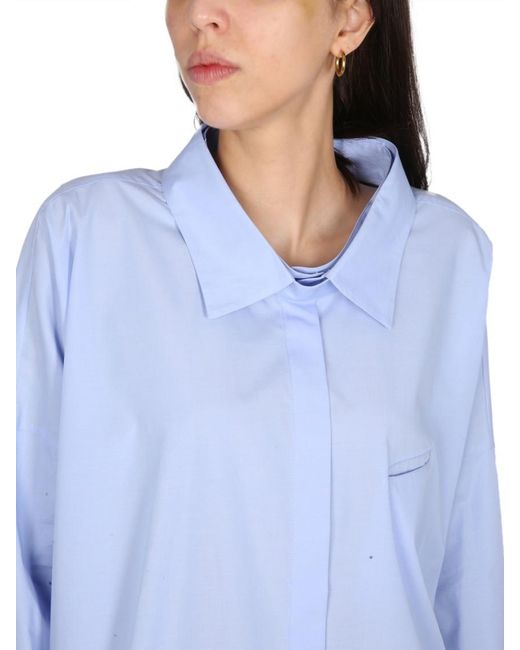 Jejia Blue Loose Solid Shirt