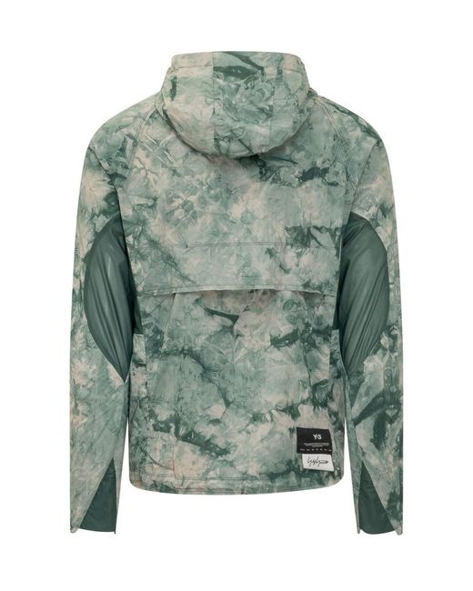 Y-3 Green Printed Hood Jacket for men