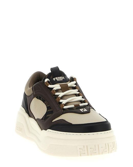 Fendi Black Leather Low Top Sneakers for men