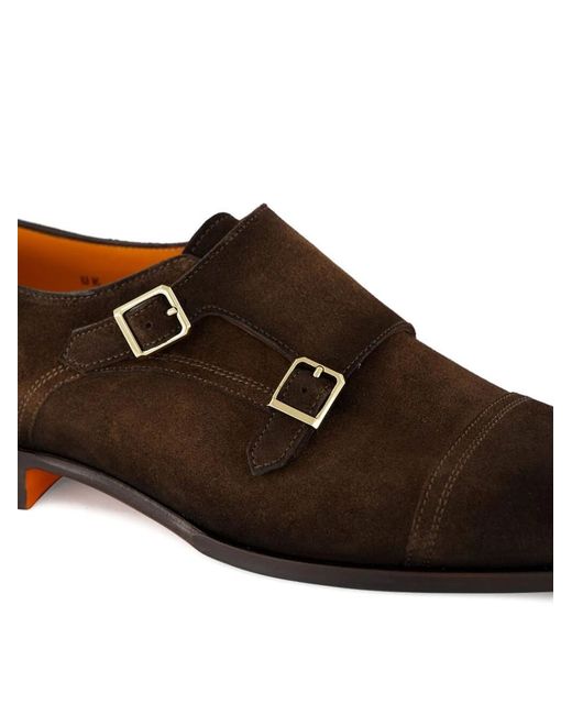 Santoni Brown Solid Dress Shoes for men