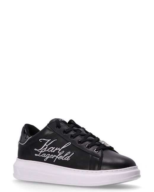 Karl Lagerfeld Black Logo Leather Sneakers for men