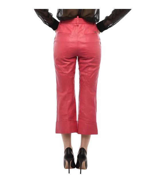 DSquared² Red Straight Crop Pants