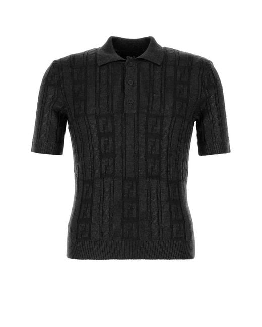 Fendi Black Wool Polo for men