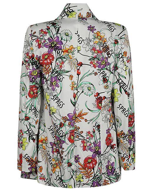5 PROGRESS White Printed Single-Breasted Blazer