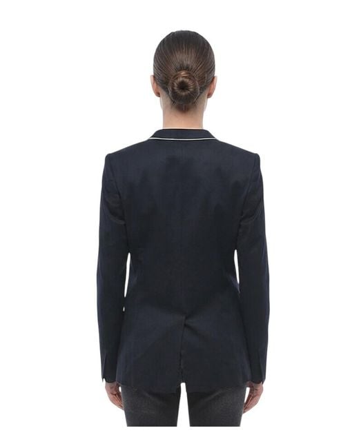 Stella McCartney Blue Solid Notched Lapel Blazer