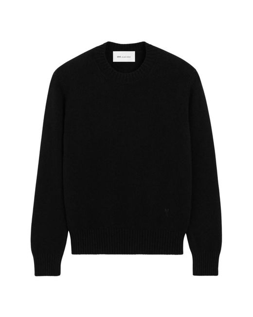 AMI Black Regular Crew Neck Sweater for men
