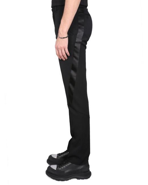 McQueen Black Flat Front Pants for men