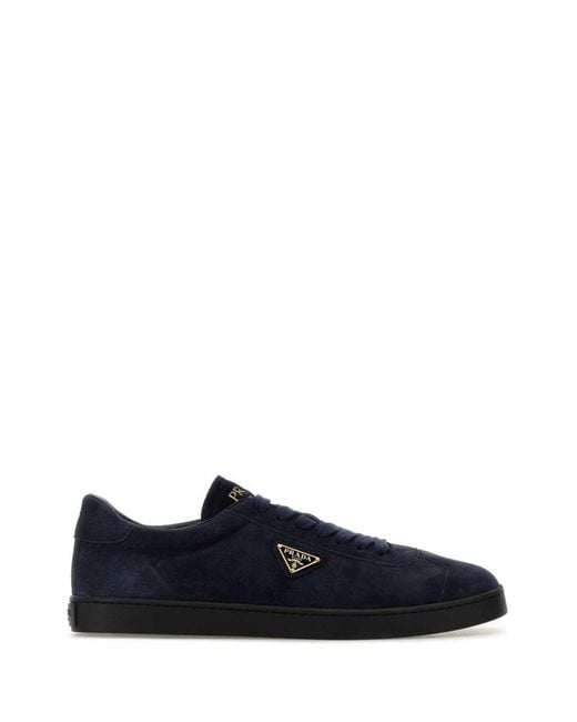 Prada Dark Blue Suede Sneakers for men