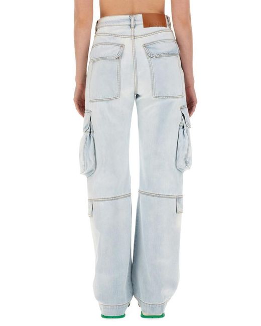 MSGM Blue Cargo High Rise Jeans