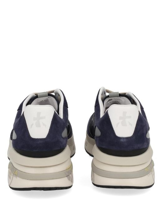 Premiata Blue Sneakers With Suede And Mesh Design for men