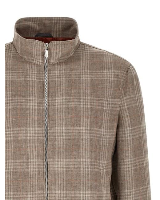 Brunello Cucinelli Brown Plaid Regular Jacket for men