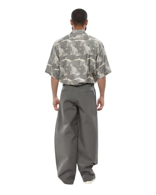 1989 STUDIO Gray Loose Solid Trousers for men