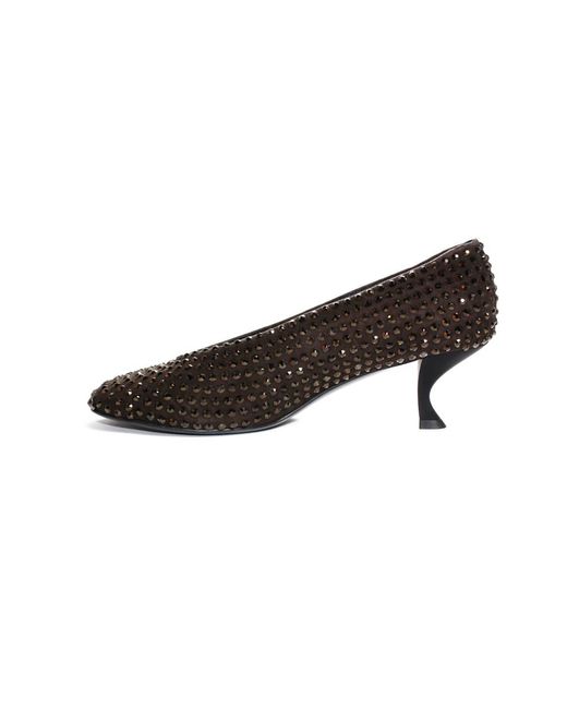 LA ROSE Brown Crystal Pumps
