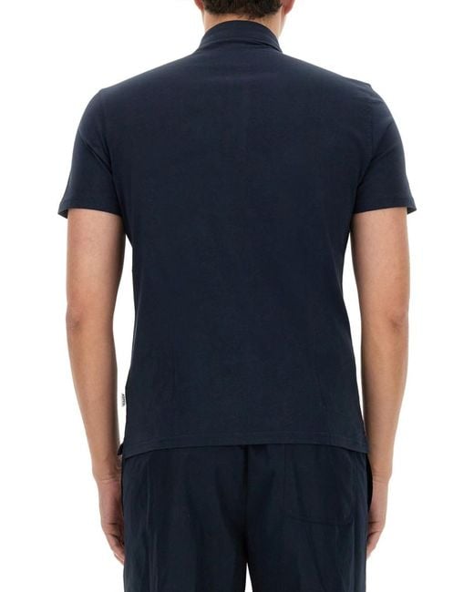 Aspesi Blue Solid Polo for men