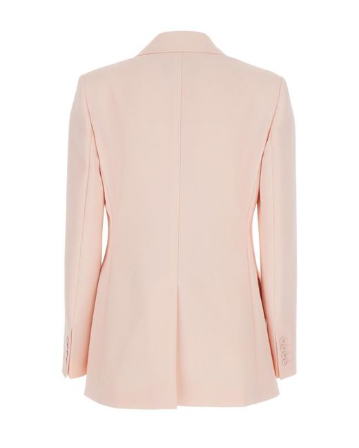 Max Mara Pink Solid Peaked Lapel Blazer