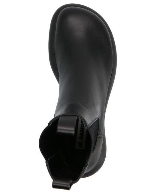 Jil Sander Black Solid Round Toe Boots