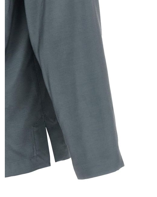 KENZO Blue Solid V Neck Blazer for men