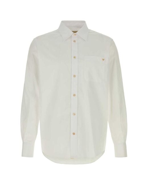 Valentino White Regular Solid Shirt for men