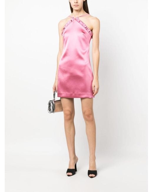 P.A.R.O.S.H. Pink P.A.R.O..H. Ruffled Satin-Finish Minidress